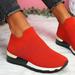 KBODIU Women s Walking Shoes Arch Support Comfort Light Weight Mesh Non Slip Work Shoes Stretch Cloth Large Size Comfortable Casual Sneakers Running Shoes Lightweight Tennis Shoes Non Slip Red 38