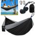 Parachute Hammock for Hiking Lightweight Portable Camping Hammock with 2 Tree Straps for Beach Travel Hiking Backpacking and Backyard Black & Gray