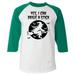 Shop4Ever Men s Yes I Can Drive A Stick Raglan Baseball Shirt Large White/Kelly