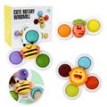 Niyofa 3Pcs Suction Cup Spinner Toys Baby Spinners Toy w/ Pop Fidget Function Fidget Toy Push Pop Bubble Sensory Rotating Toy Early Educational Toy for Over 6 Month Toddler Baby Bathing Dining