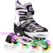 2PM SPORTS Cytia Purple Girls Adjustable Illuminating Inline Skates with Light up Wheels Fun Flashing Beginner Roller Skates for Kids - Purple Large(3Y-6Y US)