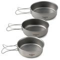 3pcs Titanium Bowls Set Ultralight Titanium Dinner Bowl Pan with Foldable Handles for Outdoor Camping Hiking Picnic