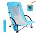 Nice C Beach Camping Folding Chair w/Cooler High Back with Cup Holder & Carry Bag Compact & Heavy Duty Outdoor Camping BBQ Beach Travel Picnic Festival(One Blue)