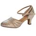 HSMQHJWE Ballroom Dance Shoes Women Latin Dance Shoes Satin Professional Ballroom Salsa Practice Performance Dance Shoes ï¼ˆGold 7)