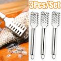 Cheers.US 3 Pcs Stainless Steel Fish Scale Remover Cleaner Scaler Scraper Peeler Kitchen Tool with Stainless Steel Sawtooth Easily Remove Fish Scales Cleaning Scraper