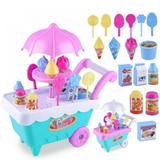 Bullpiano Ice Cream Cart Toys For Toddlers - Ice Cream Cart Toys For Girls - Ice Cream Set For Kids - Pretend Play Food Decorating Kit - Educational Toys Gifts For Age 6-12 + Year Old Kids
