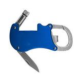 Promotional Multi Function Tool With Knife White Led Light Clip & Bottle Opener. (Blue)