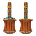 Party Central Pack of 6 Brown and Yellow Giant Inflatable Tiki Totem Pole Luau Party Drink Cooler