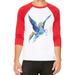 Unisex Rainbow Unicorn Galaxy Wings B475 White/Red C5 3/4 Sleeve Baseball T-Shirt Small