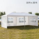 20 x 10 Patio Canopy Party Tent Folding Outdoor Gazebo for Beach Backyard Lawn Waterproof Canopy Tent White (4 Sides)