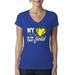 Wild Bobby My Heart Is On That Tennis Field Sports Women Junior Fit V-Neck Tee Royal Small