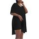 Biker Shorts Sets Women 2 Piece Outfits Plus Size Short Sleeve Tracksuits Set V Neck Tunic Tops Solid Tees