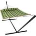 Sunnydaze 2-Person Freestanding Quilted Fabric Hammock with 15 Stand - Melon Stripe