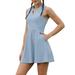 ZIYIXIN Women Tennis Dress with Built in Shorts Pockets Sleeveless Workout Athletic Dress for Golf Sportwear Blue XL