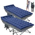 Slsy Folding Camping Cots for Adults 880lbs 2 Pack 28 Extra Wide Sturdy Portable Sleeping Cot Folding Cot Guest Bed with 2 Sided Mattress & Carry Bag