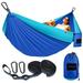 Portable Camping Hammock Single or Double Parachute Hammocks Camping Accessories with 2 Tree Straps for Outdoor Indoor Travel Hiking Backyard (Blue/Sky Blue)