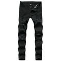 Men s Plus Size Jeans Hip-hop Ripped Motorcycle Denim Pant Slim Stretch Cargo Pants Pencil Pants Capri Trouser