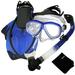 Snorkeling Set Scuba Dive Gear Snorkel Mask Diving Fins Set Blue MLXL