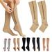 D-GROEE Women Zipper Compression Socks - Calf Knee High Stocking - Open Toe Compression Socks for Walkingï¼ŒRunnngï¼ŒHiking and Sports Use