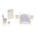 6pcs Dollhouse Wooden Bedroom Furniture Set: 1:12 Scale Bed Beside Tables Dressing Table Stool and Wardrobe Dollhouse