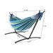 SalonMore 9ft Black Steel Pipe Hammock Frame for Indoor Outdoor Yard Cotton Hammock Set