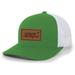 Men s Golf Legalize Mulligans Golfing Lucky Engraved Leather Patch Mesh Back Trucker Hat Kelly Green/White
