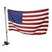 Marine City 21 inch Stainless Steel Rail Mounted Flag Staff and Black Plastic Flag Pole Base & 12 inches X 18 inches US Flag for Boat Yacht 1 Set