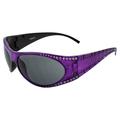 Global Vision Marilyn 1 Fashion Motorcycle Wrap Around Sunglasses for Women w/ Bling Rhinestones Bling Purple Frame and Gradient Smoke Lens