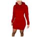 Hoodie Dress for Women Slim Fit Casual Pullover Hooded Plain Sweatshirt Mini Dresses Sports Hoody Dress