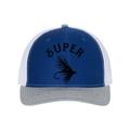 Fishing Hat Super Fly Fly Fishing Hat Trout Fishing Hat Adjustable Hat Trucker Hats Fishing Apparel Father s Day Gift Black Text Royal/White/Heather