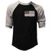 Men s Firefighter USA Red Flag Chest Black/Gray Raglan Baseball T-Shirt X-Large Black/Gray