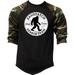 Men s Bigfoot Sasquatch Search Team F41 Camo Raglan Baseball T Shirt 3X-Large