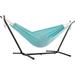 Vivere Double Polyester All Weather Outdoor Hammock with Steel Stand Frame Aqua