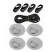 4pcs 8cm Gray D Ring Patch PVC Stainless Steel Round Shape D Ring Pad Set for Inflatable Boat Kayak with 2.5m Rope Hook