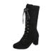 Womens Mid Calf Cone Block Heel Boots 60s 70s Retro Gothic Rock Punk Knee High Boots Mid Calf Boots Women Lace up Motorcycle Combat Boots Cowgirl Cowboy Boots Sale Clearance US Size 4 5 6 7 8 9