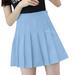 Pgeraug Fall Dresses for Women 2024 High Waist Pleated Mini Skirt Slim Waist Tennis Skirt Dresses for Women 2024 Sky Blue 2Xl