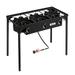 Tcbosik Outdoor Camp Stove Propane Gas Cooker Portable Cast Iron Patio Cooking Burner (Three Burner 225000-BTU) Black