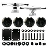 Victory Jump Skateboard Trucks and Wheels Set Skateboard Accessories Skateboard Trucks 5 inch Skateboard wheels 52mm Skateboard Bearings (5 inch Silver Truck w 52mm Black Wheels)