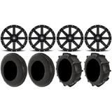 MSA Black Clutch 14 UTV Wheels 28 Dune Tires Can-Am Maverick X3 / Honda Pioneer 1000 / Talon