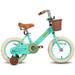 JOYSTAR Vintage 12 & 14 & 16 Inch Kids Bike with Basket & Training Wheels 20 Inch Kids Bike with Kickstand for 2-14 Years Old Girls & Boys Green