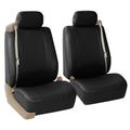 FH Group Universal Fit PU Leather Car Seat Covers for Sedan SUV Van Truck with Integrated Seatbelt - Black Front