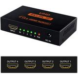 4K 1x4 HDMI Splitter 1 in 4 Out - 4K@30 Hz Powered HDMI Supports 3D Full HD 1080P for Xbox PS4 PS3 Fire Stick Apple TV HDTV