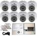 8 Pcs Evertech Weatherproof Dome Wide Angle Lens Indoor/Outdoor and Night Vision Home Security Surveillance White Camera with 9 Channel 5 Amper PTC Fuse CCTV Metal Power Supply Box