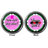 Card Guard - Girls Can t Play Poker Protector Holdem Poker Chip / Card Cover - Green