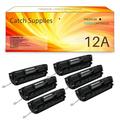 Catch Supplies Compatible Placement for HP 12A Toner Q2612A Toner Laserjet 1022 1020 1018 1022N 1010 1012 3015 3050 3030 3052 3055 M1319F Printer Ink (6-Pack Black)
