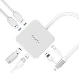 EQUIPD USB C Hub Aluminum Type C Adapter Nintendo Switch TV Mode Dex Station 87W PD Charging 4K HDMI Gigabit Ethernet 3*USB 3.0 Port for Galaxy Note 9/S9/S9+ MacBook Pro iMac - Silver