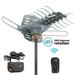 Outdoor Digital HDTV Antenna Motorized 360 Degree Rotation OTA Amplified HD TV Antenna UV Dual Bands 28-36dB Channels Wireless Remote Control Without Bracket