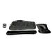 Logitech MK550 Comfort Wave Wireless Keyboard & Mouse Combo Home Office Active Lifestyle Modern Bundle with Micro Mirror Portable Wireless Bluetooth Speaker Gel Wrist Pad & Gel Mouse Pad