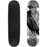 The giant crow in the nest of human bones and body parts with a head Outdoor Skateboard Longboards 31 x8 Pro Complete Skate Board Cruiser