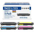 Amstech 5-Pack Compatible Toner for Brother TN-221BK TN-225C TN-225M TN-225Y TN-225 TN-221 for HL-3140CW 3142CW 3150CDW 3152CDW 3170CDW 3172CDW MFC-9130CW 9330CDW 9340CDW DCP-9020CDW Printer